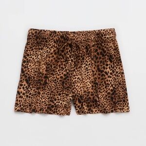 Aerie Real Soft Rib Leopard Boxer Shorts Lounge Pajama Animal Print M
